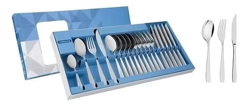 Faqueiro Tramontina Cosmos Inox Com Facas De Mesa 24 Peças Cor Cinza