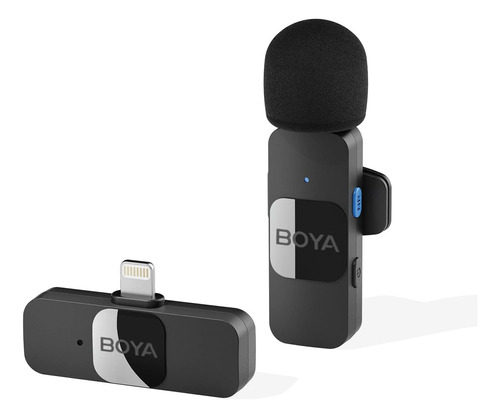 Boya BY-V1 Microfono de Solapa Inalambrico para iPhone Lightning Grabar Lavalier para Celular Negro