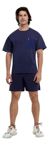 Conjunto Marino Playera Y Short Prokennex Strech Para Hombre