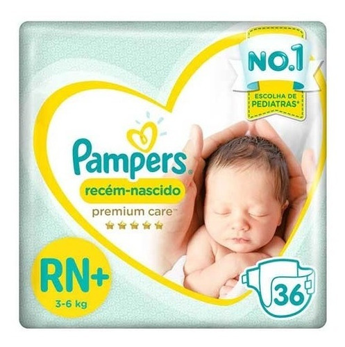 Fraldas Pampers Premium Care Recém Nascido Rn+ 36 Unidades