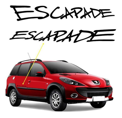 Adesivo Escapade Peugeot 206 Sw Emblema Lateral Preto