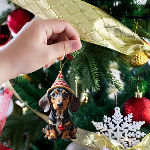 Adornos Acrílicos Navideños Para Perros Salchicha, 7 Piezas,