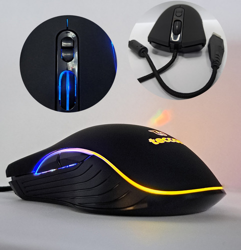 Mouse Gamer SWORD SHADOW RGB Com Fio Conexão Usb Teccon M710 6400dpi Cor Preto Atacado