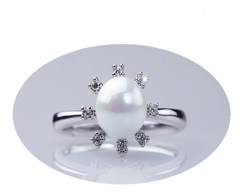 Imagen 1 de 7 de Anillo Perla Ariel Regalo Mama Novia Laminado Plata Ley 925