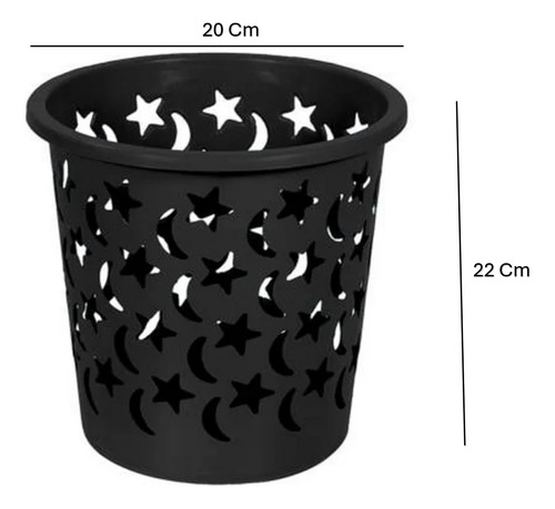 Bote De Basura Chico Diseño Stars 3 Colores 2 Piezas Negro