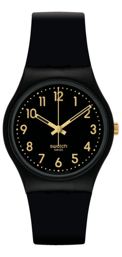 Imagen 1 de 1 de Reloj Swatch Golden Tac Para Mujer De Silicona So28b113 Ss Color De La Malla Negro Color Del Bisel Negro Color Del Fondo Negro