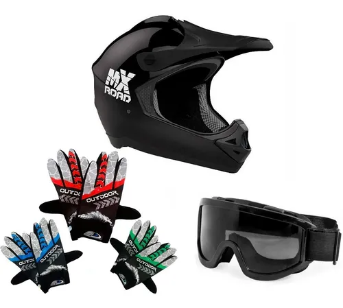 Kit Casco Cross H5 Mx Road Antiparra Guantes Sti Motos Env o