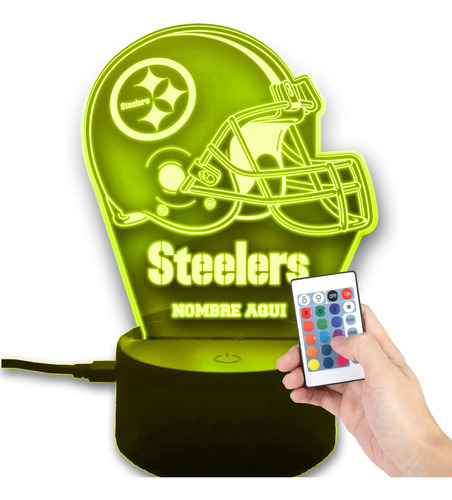 Lampara Led 3d Personalizada Casco Pittsburgh Steelers Nfl