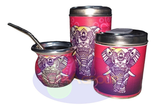 Imagen 2 de 3 de Set Kit Matero X 4 Mate Bombilla Yerbero Azucarero Ruta 40