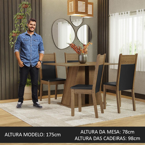Juego De Comedor Con Mesa Y 4 Sillas Madesa Agnes Mn