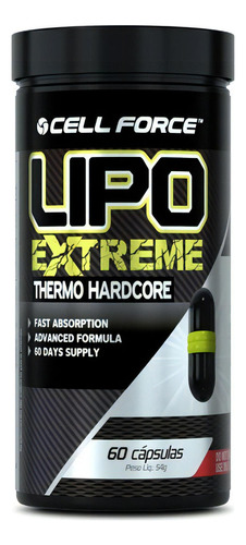 Lipo Extreme Thermo Hardcore 60 Caps - Cell Force Sabor Natural