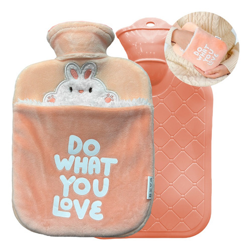 Bolsa De Agua Caliente Con Bolsillo Funda Peluche Bebe 1lt