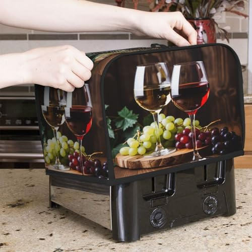 Funda Para Tostadora De 2 Rebanadas Con Copas De Vino Y Uvas
