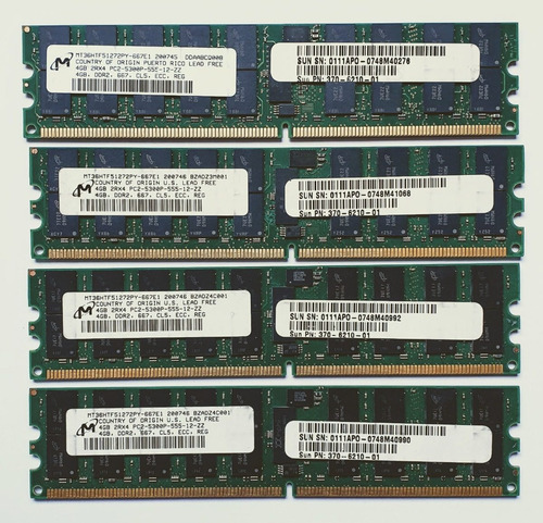 Imagem 2 de 2 de Kit Memoria 4x4gb (16gb) Pc2-5300p Dell Poweredge T300