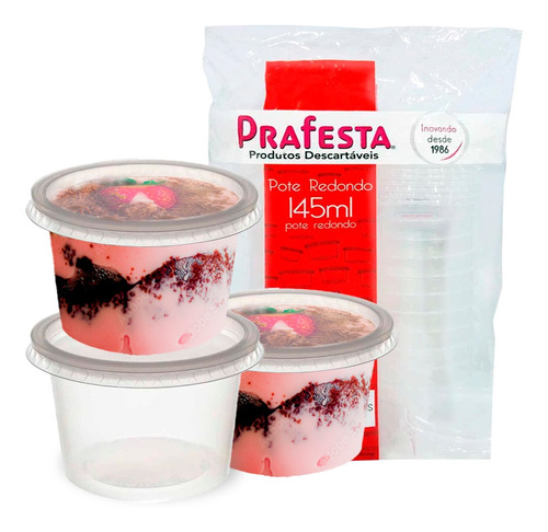 Pote Tampa 145ml Descartável Vai Ao Microondas Freezer 48un