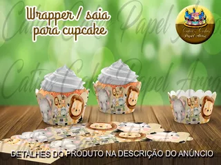  50 Wrappers Saia Para Mini Cupcakes Safari Baby Cute