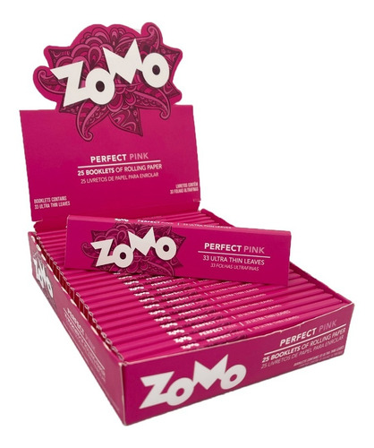 Imagem 2 de 6 de Caixa Seda Zomo Perfect Pink Rosa C/25 Livretos Atacado Smok