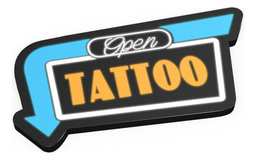 Letreiro Luminoso Tattoo Open - Decoração Estúdio Tatuagem