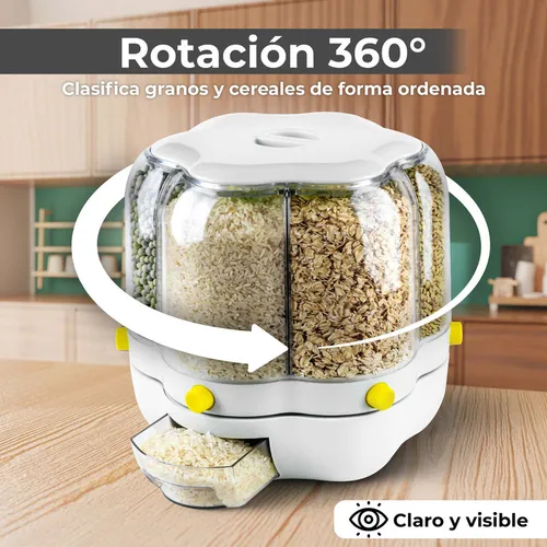 Dispensador De Alimentos Giratorio Para Granos Y Cereales
