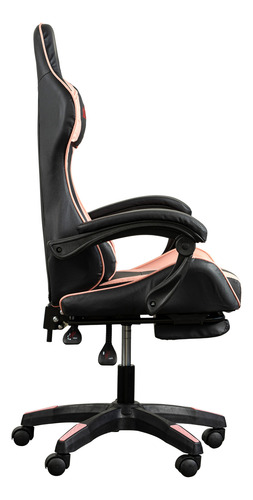 Silla Gamer Reclinable C/ Masajeador, Apoya Pie Premium Rosa Cuero Sintético