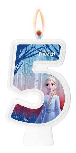 Número 5 - Vela Frozen 2 - Pavio Mágico Para Bolo E Festa