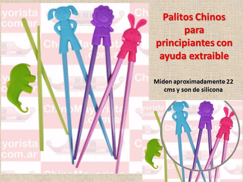 Palitos Chino Plastico Y Silicona Extraible Comida Divertida