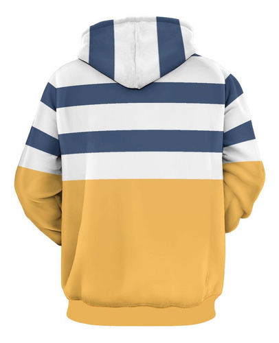 Sudadera Con Capucha 3d De Moda A Rayas Azules Y Blancas Con