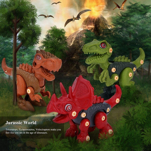 Imagen 9 de 10 de 3 Pzas Juguete Dinosaurios Para Niños Con Taladro Electrico