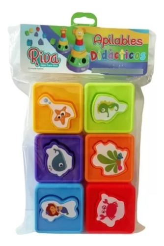 Cubos Apilables Didácticos Con Encastre Riva Color Multicolor