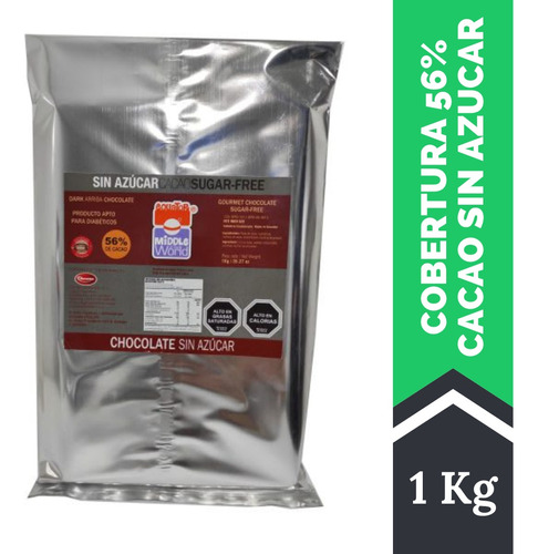 Cobertura De Chocolate 56% Sin Azucar 1 Kg Andina Grains 