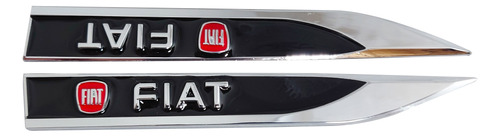 Par Emblemas Lateral Espadillas Fiat Negro Rojo (flecha)