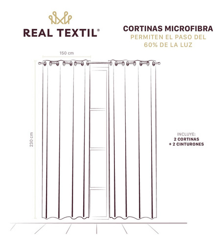 Cortina 3.00x2.30m ** Con Argollas Real Textil Color Jícama