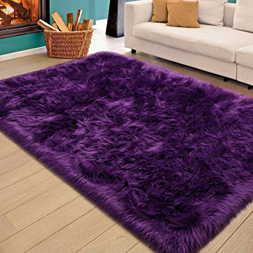 Homore Soft Fluffy Faux Fur Area Rug For Bedroom 5l76d