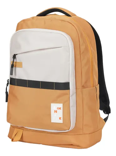 Mochila Impermeable Liceal Estudiante Aoking Xn4021 Color Amarillo Diseño De La Tela Combinada