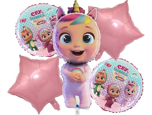 Pack 5 Globos Metalizados Bebes Llorones Tamaño 92x42