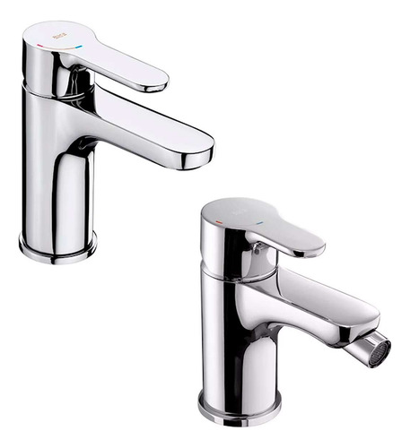 Combo Grifería Roca L20 Lavatorio + Bidet Europeo Cromo
