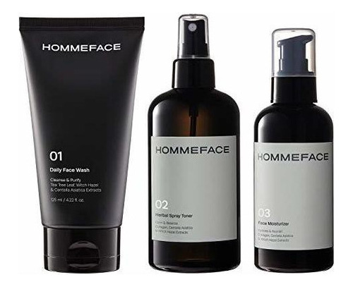 Kit Facial Hommeface Daily Trio Skin Care Set Para Hombres, 