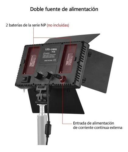 Luz Led De Video Fotografía Con Batería Profesional 800 Leds Cantidad De 800 Bombillas Rgb