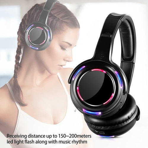 Auriculares Inalámbricos Silent Disco Led Con Luz Intermiten
