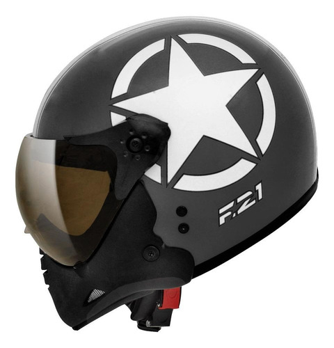 Capacete para moto  escamoteável Peels  F-21  preto e branco army us tamanho 56 