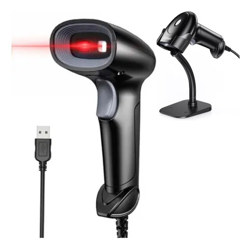 Leitor De Qr Code Codigo De Barras 1d 2d Com Fio + Suporte