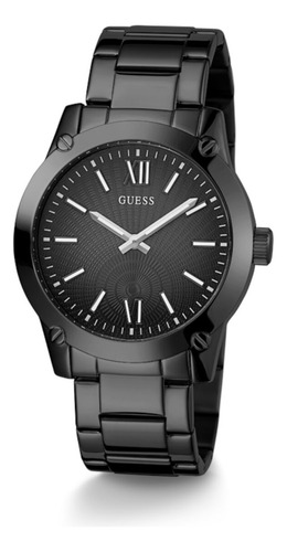 Reloj Para Hombre Guess Crescent De 44 Mm, Correa Negra, Esfera Negra
