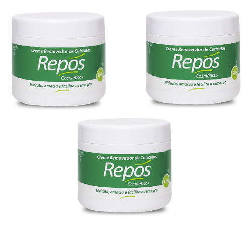 Repos Creme Removedor De Cutículas Kit 3 Un De 500g