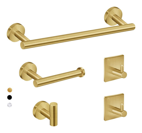 Juego De Accesorios De Baño De Acero Inoxidable Dorado, 5 Pz