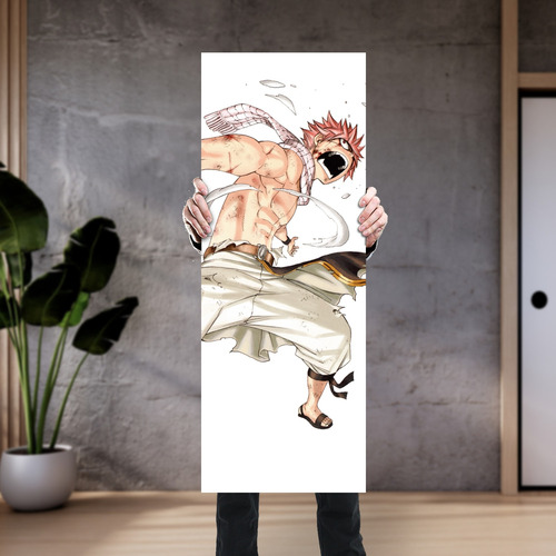 Cuadro Grande 30x80 Cm Fairy Tail Natsu Luchando Animeras