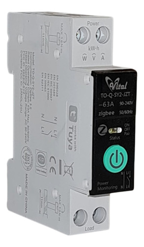 Kit 3 Disjuntor Medidor Zigbee 1-63a Ajustável Alexa Googleh