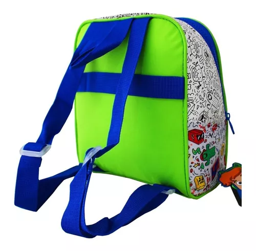 Mochila de Rodinhas Escolar Infantil Gato Galáctico Desenhos Colorir - Azul