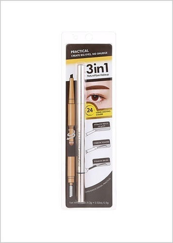 Miniso Delineador De Cejas 3 En 1 0.5 G Lapiz Cepillo Polvo