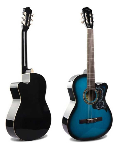 Guitarra Acústica Azul, Y Rojo 