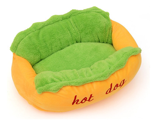 Cama Hot Dog Suave Acolchada Mascotas Perro Gato (talla S)